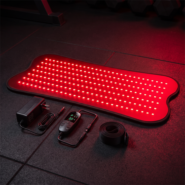 PhysioAthletX Red Light Therapy Pad with controller and accessories