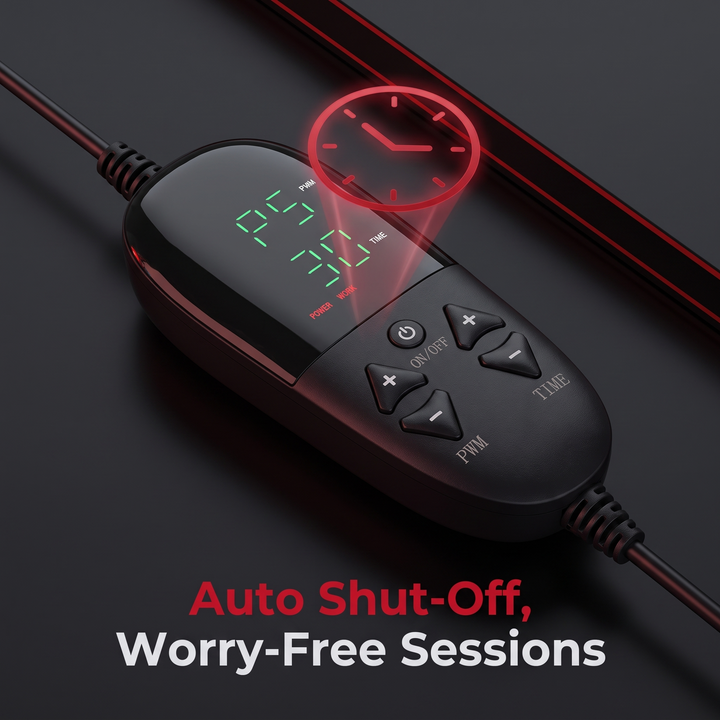 PhysioAthletX Red Light Therapy Pad auto shut-off timer feature