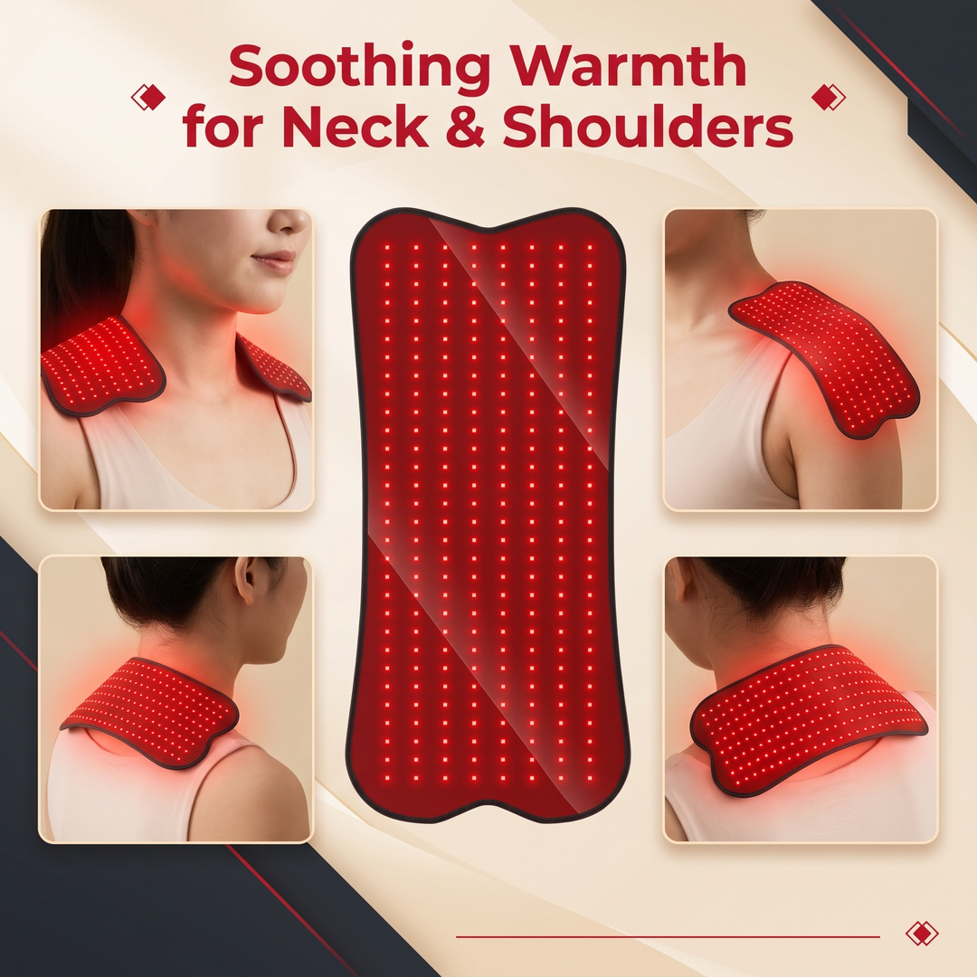 PhysioAthletX Red Light Therapy Pad soothing warmth for neck and shoulders