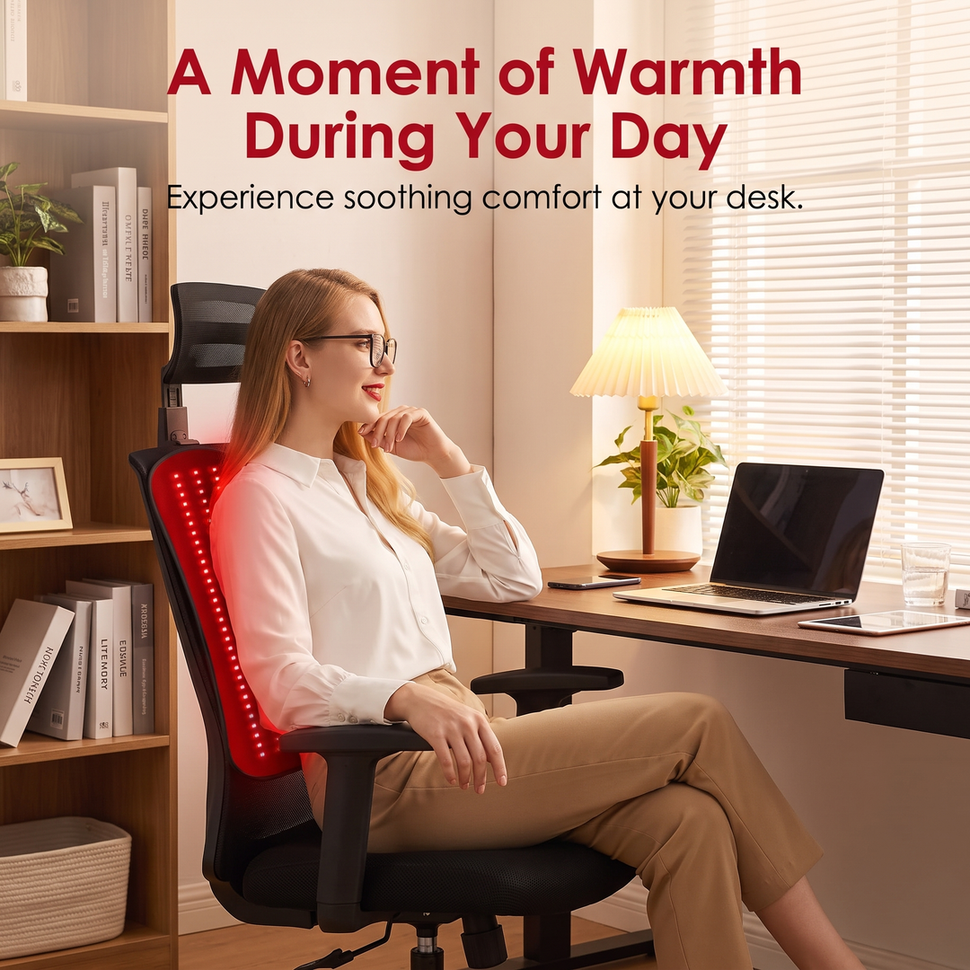 PhysioAthletX Red Light Therapy Pad moment of warmth at the desk