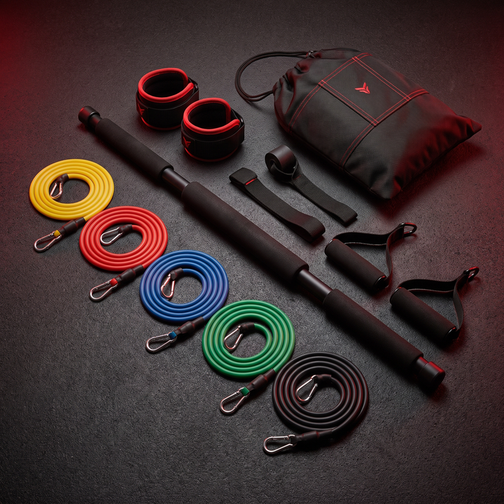 Professional Resistance Band Set with Bar Full Body Strength Training Pilates Home Gym Workout Kit Portable Resistance Bands for Stretching Toning Rehabilitation Fitness Training