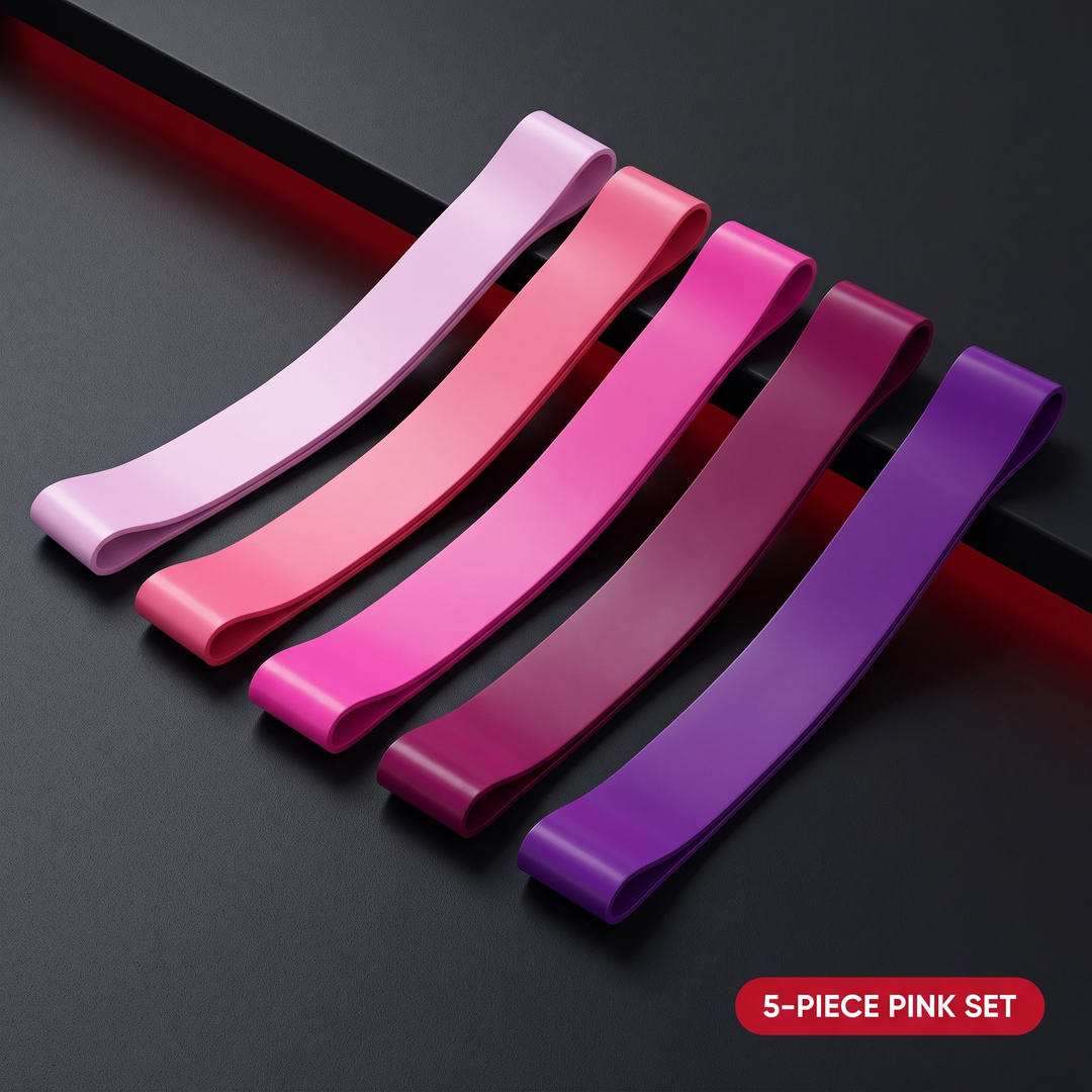 Professional Resistance Loop Bands Set - 5-Piece Pink Resistance Band Set