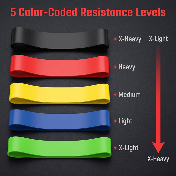 Professional Resistance Loop Bands Set - 5 Color-Coded Resistance Levels