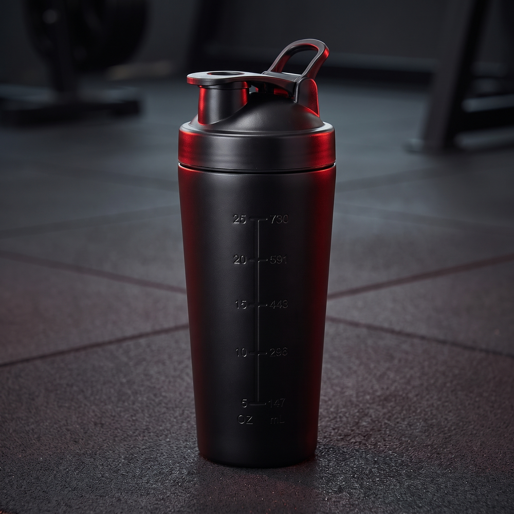 Professional Stainless Steel Protein Shaker Bottle Leak-Proof Blender Cup with Mixing Ball for Gym Fitness Pre-Workout Supplements Portable Sports Nutrition Shaker