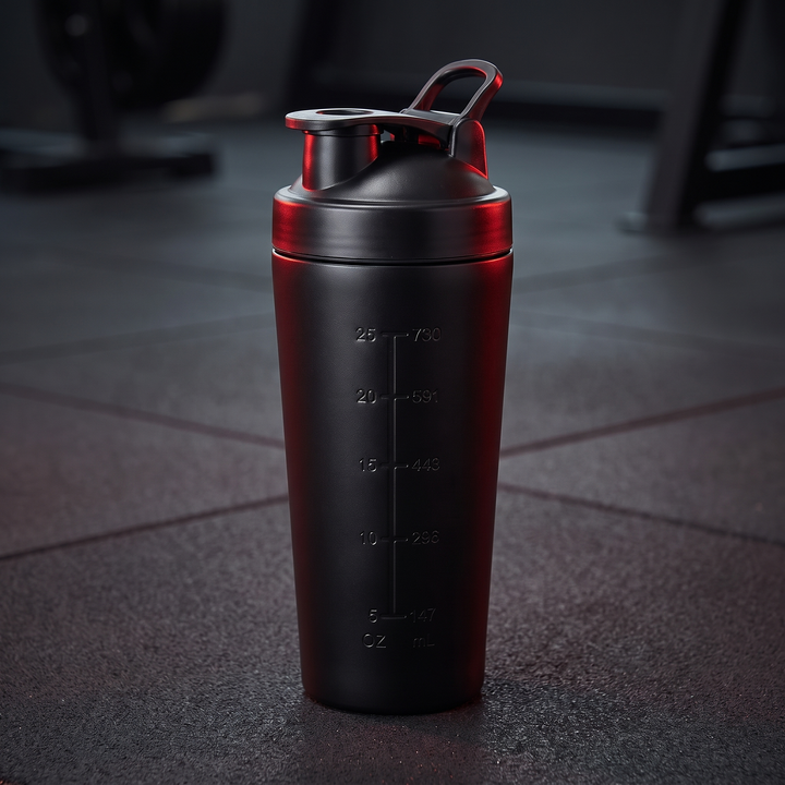 Professional Stainless Steel Protein Shaker Bottle Leak-Proof Blender Cup with Mixing Ball for Gym Fitness Pre-Workout Supplements Portable Sports Nutrition Shaker