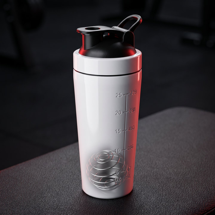 Professional Stainless Steel Protein Shaker Bottle Leak-Proof Blender Cup with Mixing Ball for Gym Fitness Pre-Workout Supplements Portable Sports Nutrition Shaker