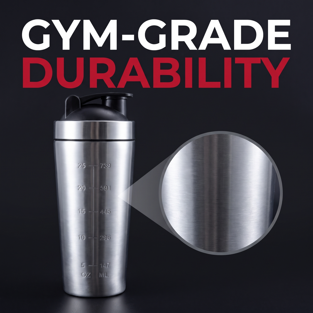 Professional Stainless Steel Protein Shaker Bottle Leak-Proof Blender Cup with Mixing Ball for Gym Fitness Pre-Workout Supplements Portable Sports Nutrition Shaker