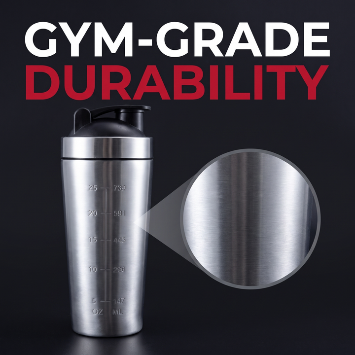 Professional Stainless Steel Protein Shaker Bottle Leak-Proof Blender Cup with Mixing Ball for Gym Fitness Pre-Workout Supplements Portable Sports Nutrition Shaker