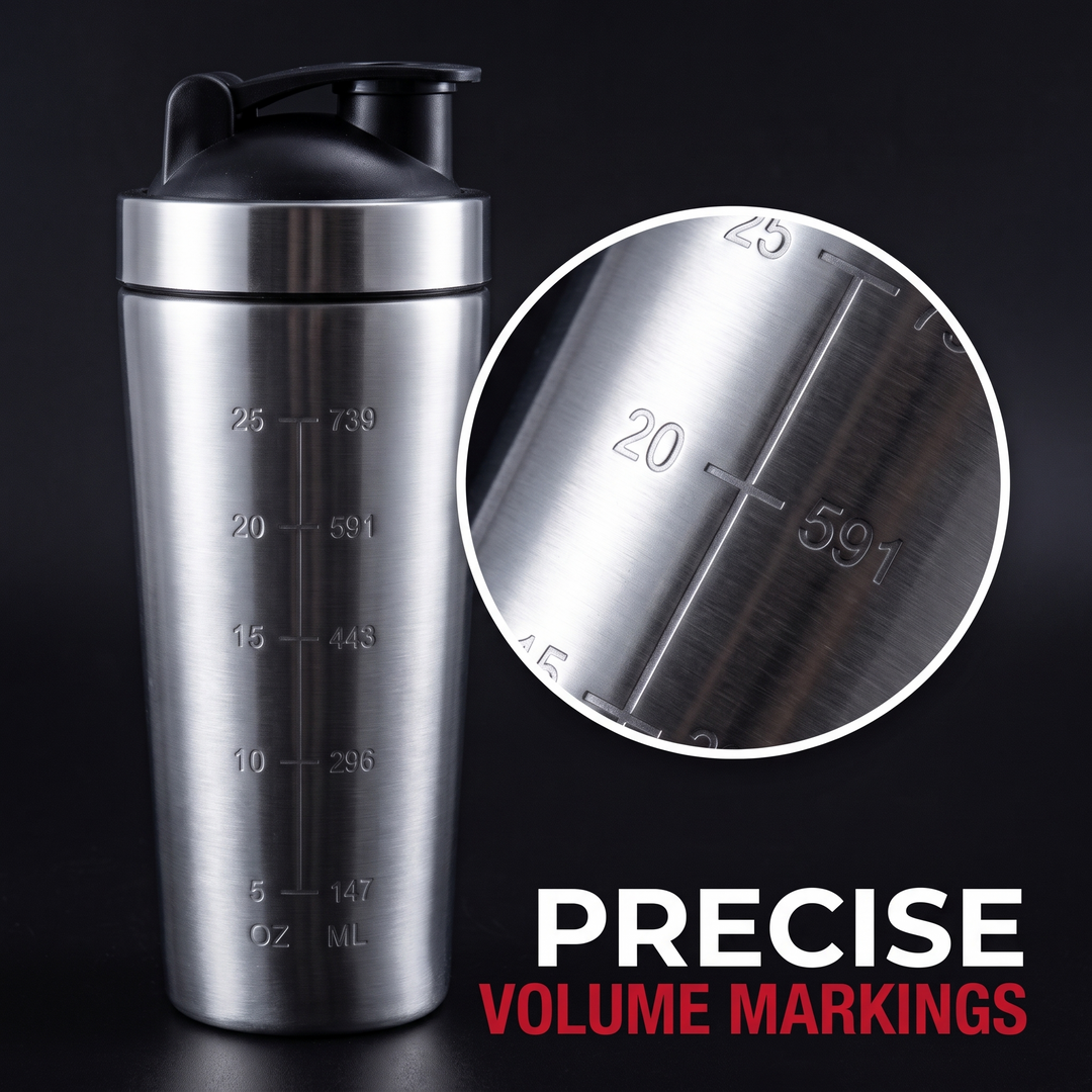 Professional Stainless Steel Protein Shaker Bottle Leak-Proof Blender Cup with Mixing Ball for Gym Fitness Pre-Workout Supplements Portable Sports Nutrition Shaker