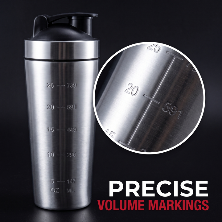 Professional Stainless Steel Protein Shaker Bottle Leak-Proof Blender Cup with Mixing Ball for Gym Fitness Pre-Workout Supplements Portable Sports Nutrition Shaker