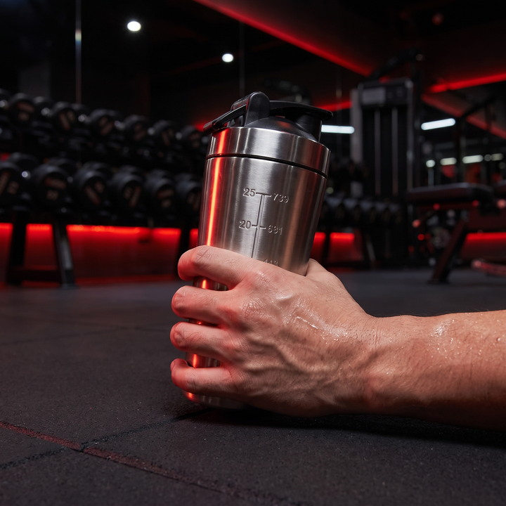 Professional Stainless Steel Protein Shaker Bottle Leak-Proof Blender Cup with Mixing Ball for Gym Fitness Pre-Workout Supplements Portable Sports Nutrition Shaker