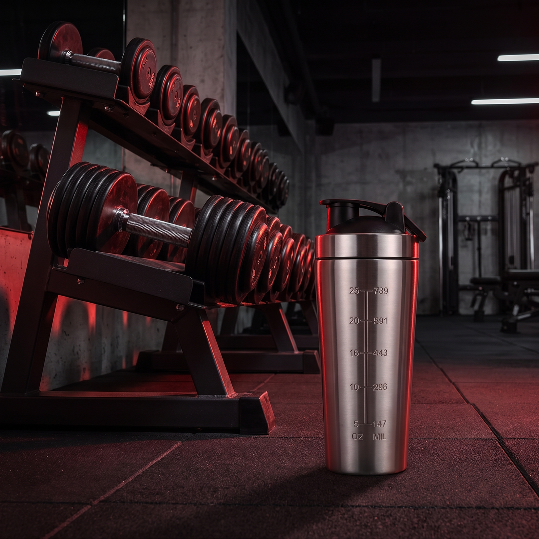 Professional Stainless Steel Protein Shaker Bottle Leak-Proof Blender Cup with Mixing Ball for Gym Fitness Pre-Workout Supplements Portable Sports Nutrition Shaker