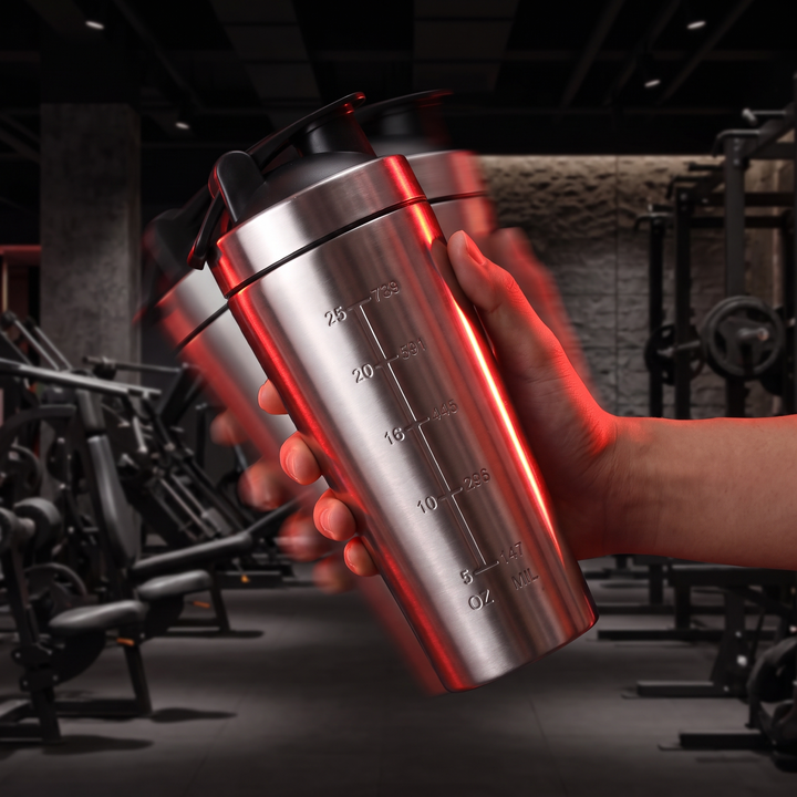 Professional Stainless Steel Protein Shaker Bottle Leak-Proof Blender Cup with Mixing Ball for Gym Fitness Pre-Workout Supplements Portable Sports Nutrition Shaker