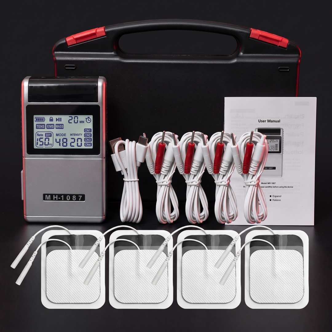 Professional TENS EMS Muscle Stimulator 4-Channel - Full Kit