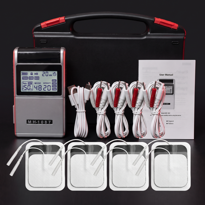Professional TENS EMS Muscle Stimulator 4-Channel - Full Kit
