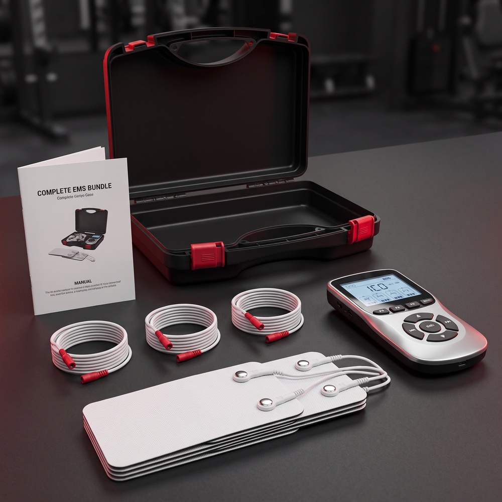Professional TENS EMS Muscle Stimulator 4-Channel - Full Set Bundle