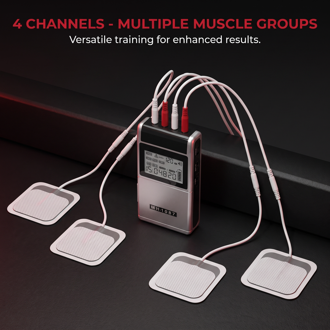 Professional TENS EMS Muscle Stimulator 4-Channel - Multiple Muscle Groups