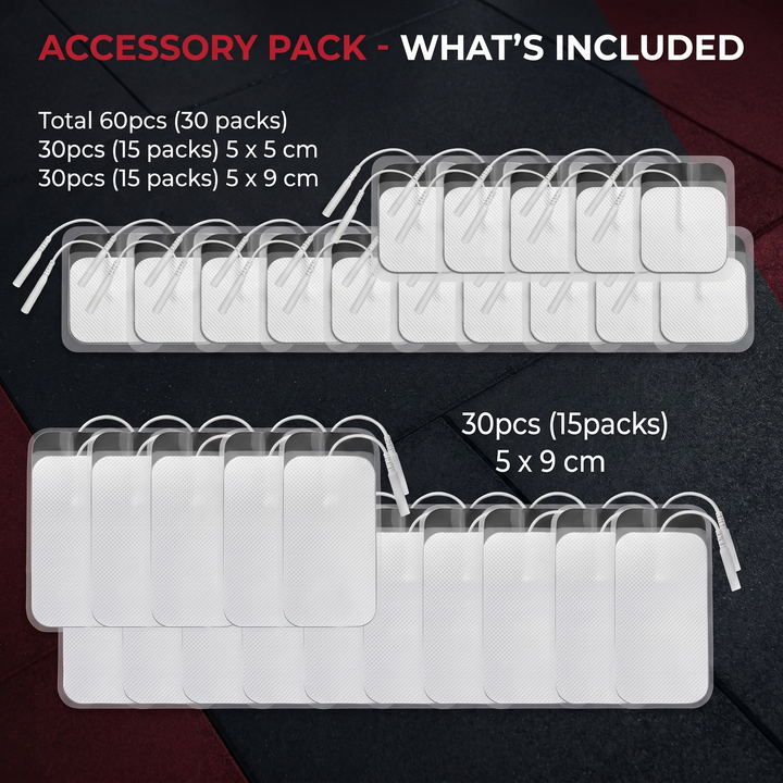 Professional TENS EMS Muscle Stimulator 4-Channel - Accessory Pack Contents