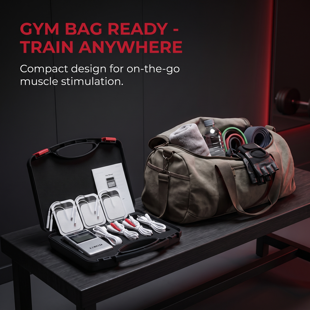 Professional TENS EMS Muscle Stimulator 4-Channel - Gym Bag Ready