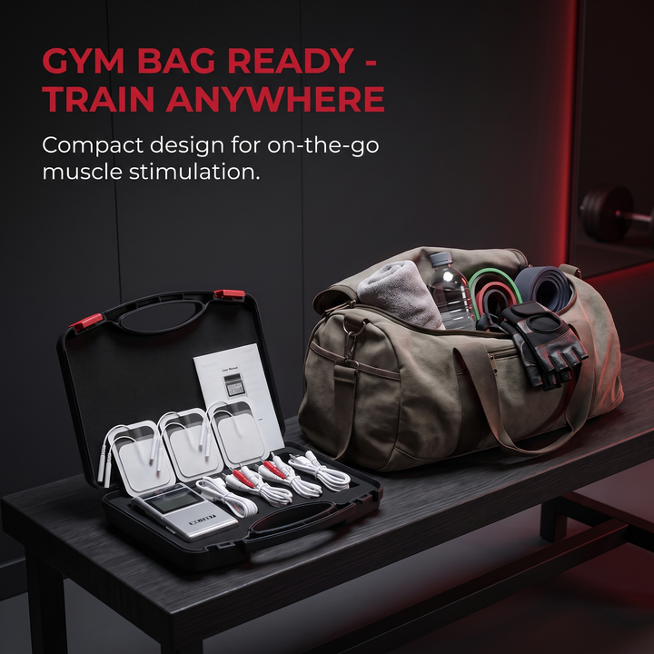 Professional TENS EMS Muscle Stimulator 4-Channel - Gym Bag Ready