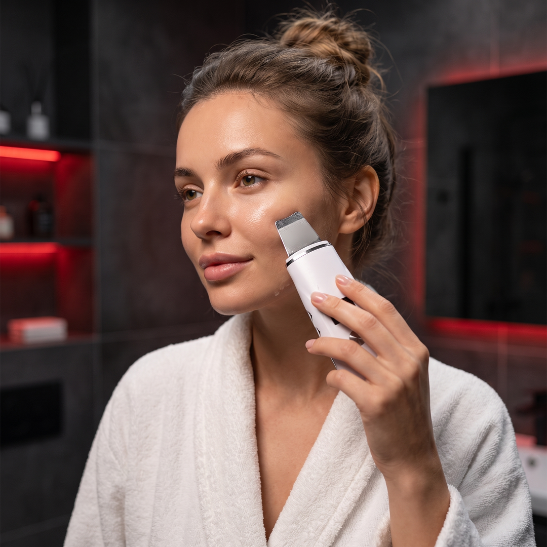 Professional Ultrasonic Face Scrubber Facial Peeling Spatula Deep Pore Cleansing Skin Scrubber Blackhead Removal Facial Cleanser Tool for Home Use