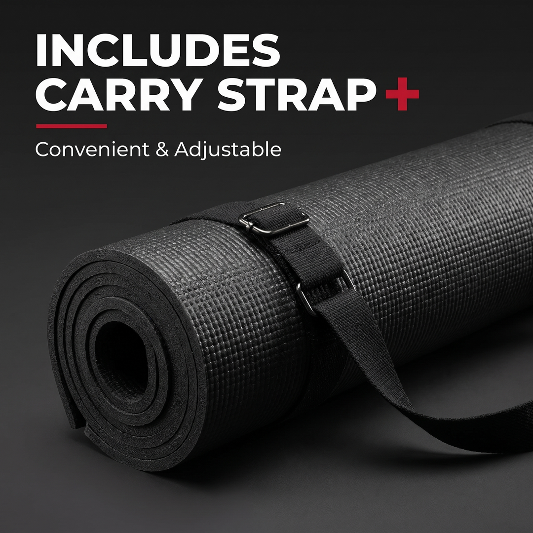 Professional Yoga Mat Extra Thick 10mm Non-Slip NBR Exercise Mat with Carry Strap Pilates Gym Workout Fitness Mat 183cm x 61cm - Carry Strap Included