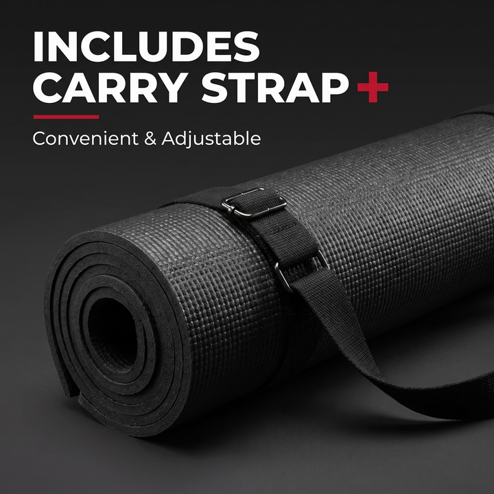 Professional Yoga Mat Extra Thick 10mm Non-Slip NBR Exercise Mat with Carry Strap Pilates Gym Workout Fitness Mat 183cm x 61cm - Carry Strap Included