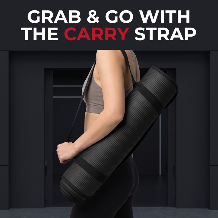 Professional Yoga Mat Extra Thick 10mm Non-Slip NBR Exercise Mat with Carry Strap Pilates Gym Workout Fitness Mat 183cm x 61cm - How to Carry with Strap