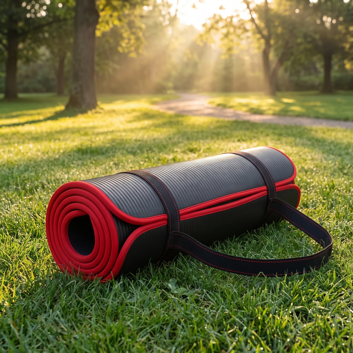 Professional Yoga Mat Extra Thick 10mm Non-Slip NBR Exercise Mat with Carry Strap Pilates Gym Workout Fitness Mat 183cm x 61cm - Outdoor Park Lifestyle