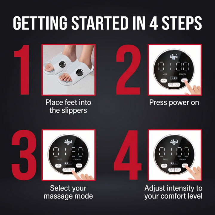 Rechargeable EMS Foot Massager Slippers - Getting Started in 4 Steps