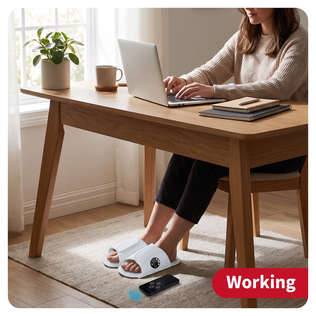 Rechargeable EMS Foot Massager Slippers - Wear While Working