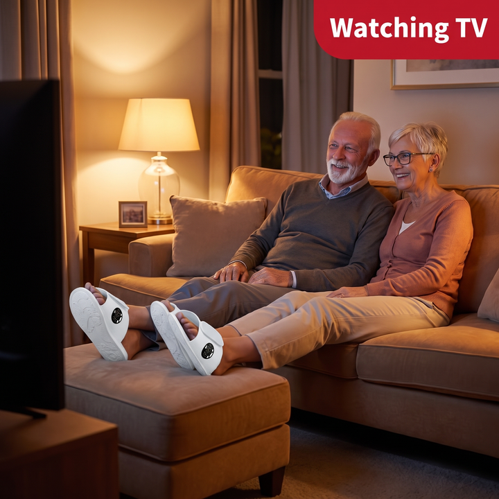 Rechargeable EMS Foot Massager Slippers - Evening Wind Down Watching TV