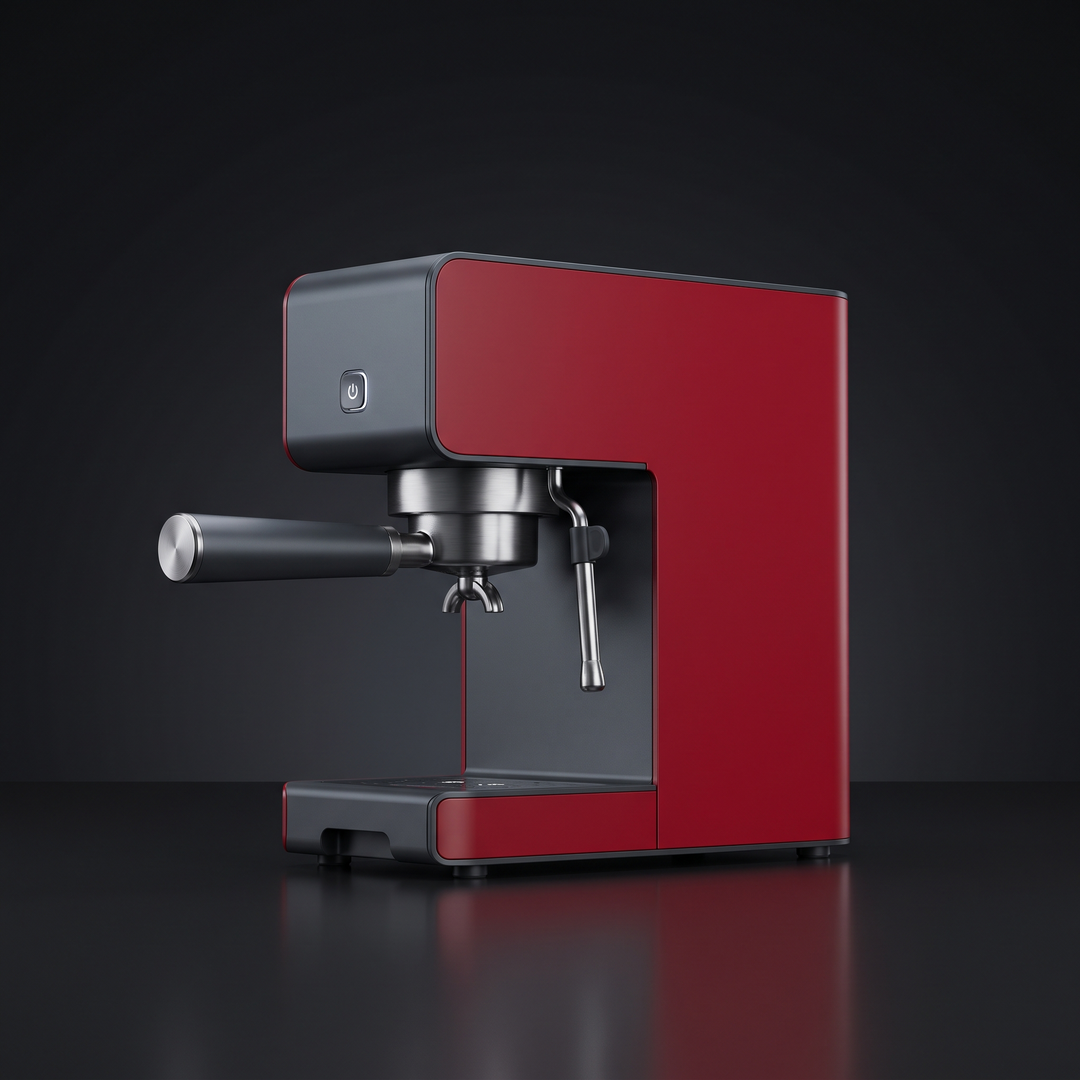 Portable Electric Espresso Coffee Maker - Red - side profile view