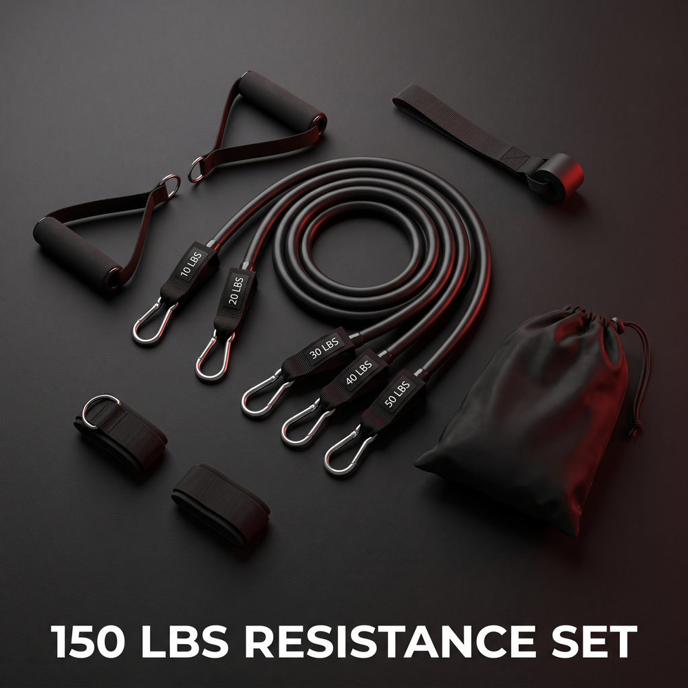 Professional Elastic Resistance Band Set with Rods Full Body Strength Training Home Gym Workout Bands Portable Fitness Kit Rehabilitation Exercise