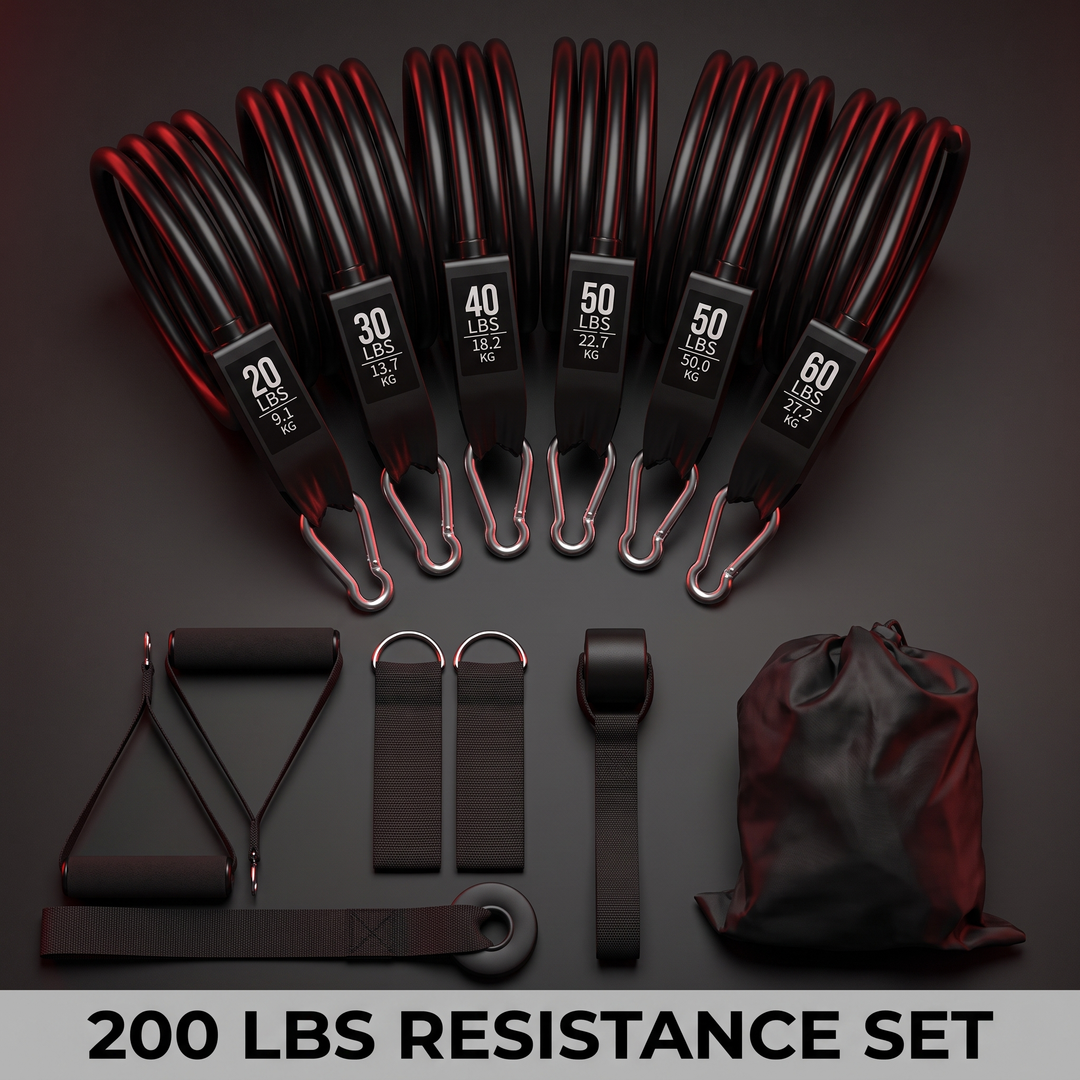 Professional Elastic Resistance Band Set with Rods Full Body Strength Training Home Gym Workout Bands Portable Fitness Kit Rehabilitation Exercise