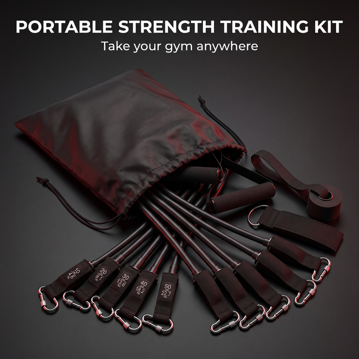 Professional Elastic Resistance Band Set with Rods Full Body Strength Training Home Gym Workout Bands Portable Fitness Kit Rehabilitation Exercise