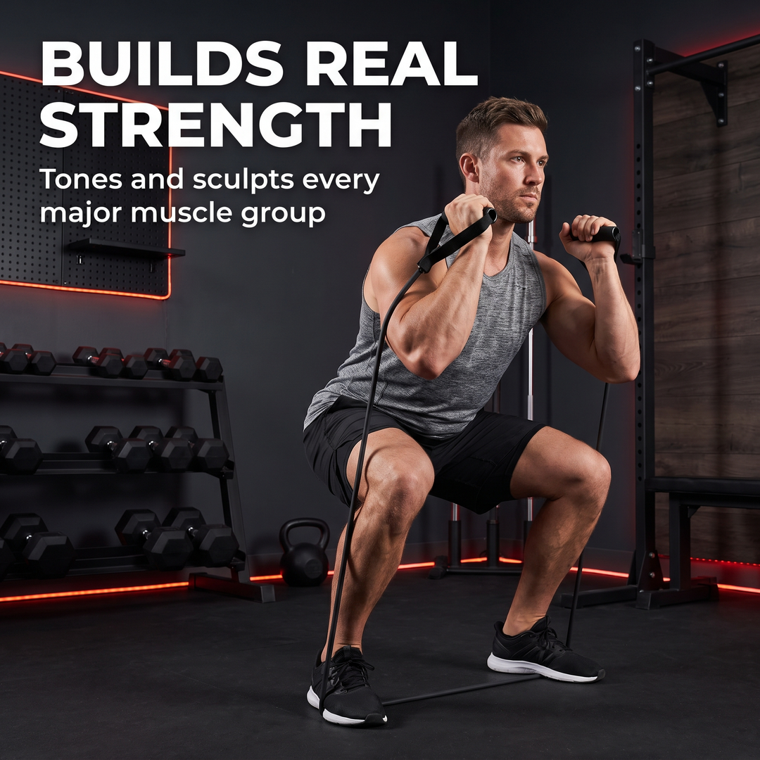 Professional Elastic Resistance Band Set with Rods Full Body Strength Training Home Gym Workout Bands Portable Fitness Kit Rehabilitation Exercise