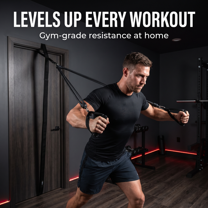 Professional Elastic Resistance Band Set with Rods Full Body Strength Training Home Gym Workout Bands Portable Fitness Kit Rehabilitation Exercise