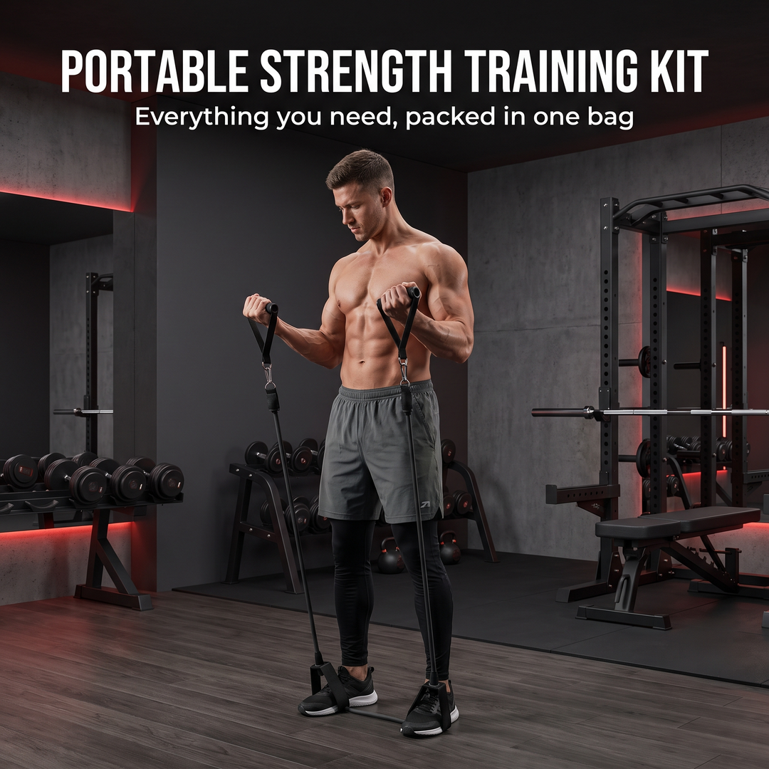 Professional Elastic Resistance Band Set with Rods Full Body Strength Training Home Gym Workout Bands Portable Fitness Kit Rehabilitation Exercise
