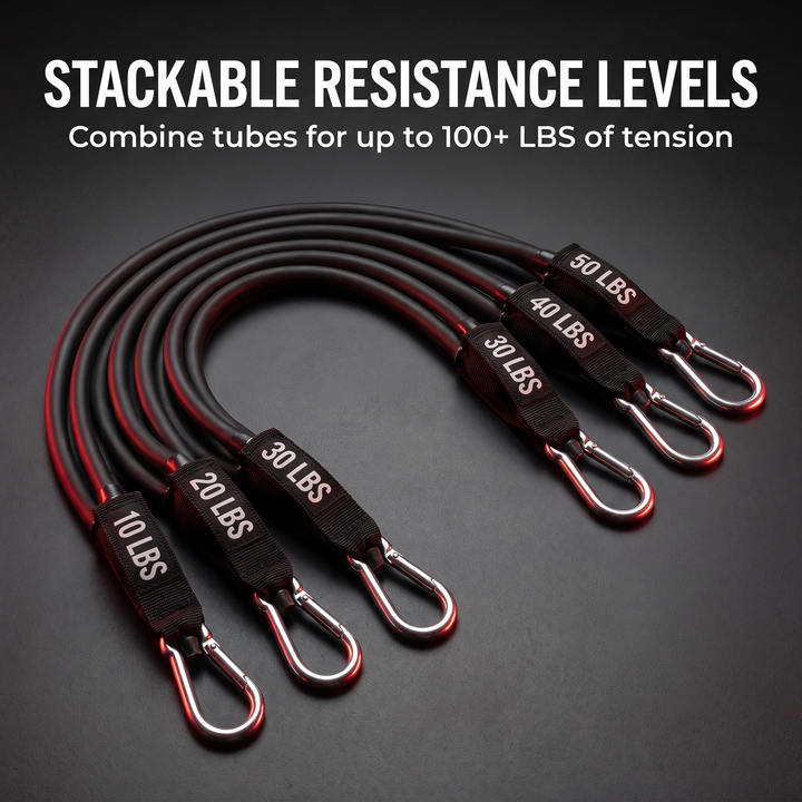 Professional Elastic Resistance Band Set with Rods Full Body Strength Training Home Gym Workout Bands Portable Fitness Kit Rehabilitation Exercise