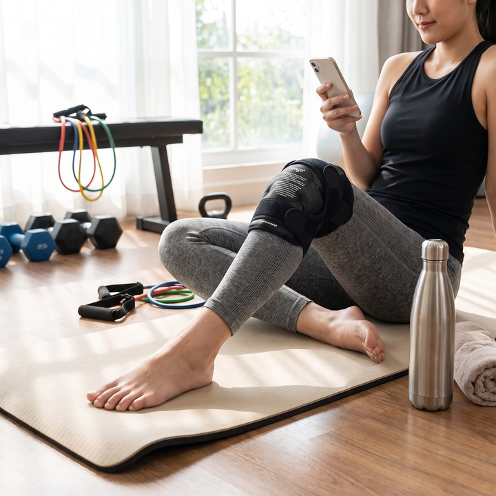 Reusable Knee Ice Pack Wrap - Lifestyle Post-Workout Recovery at Home Gym