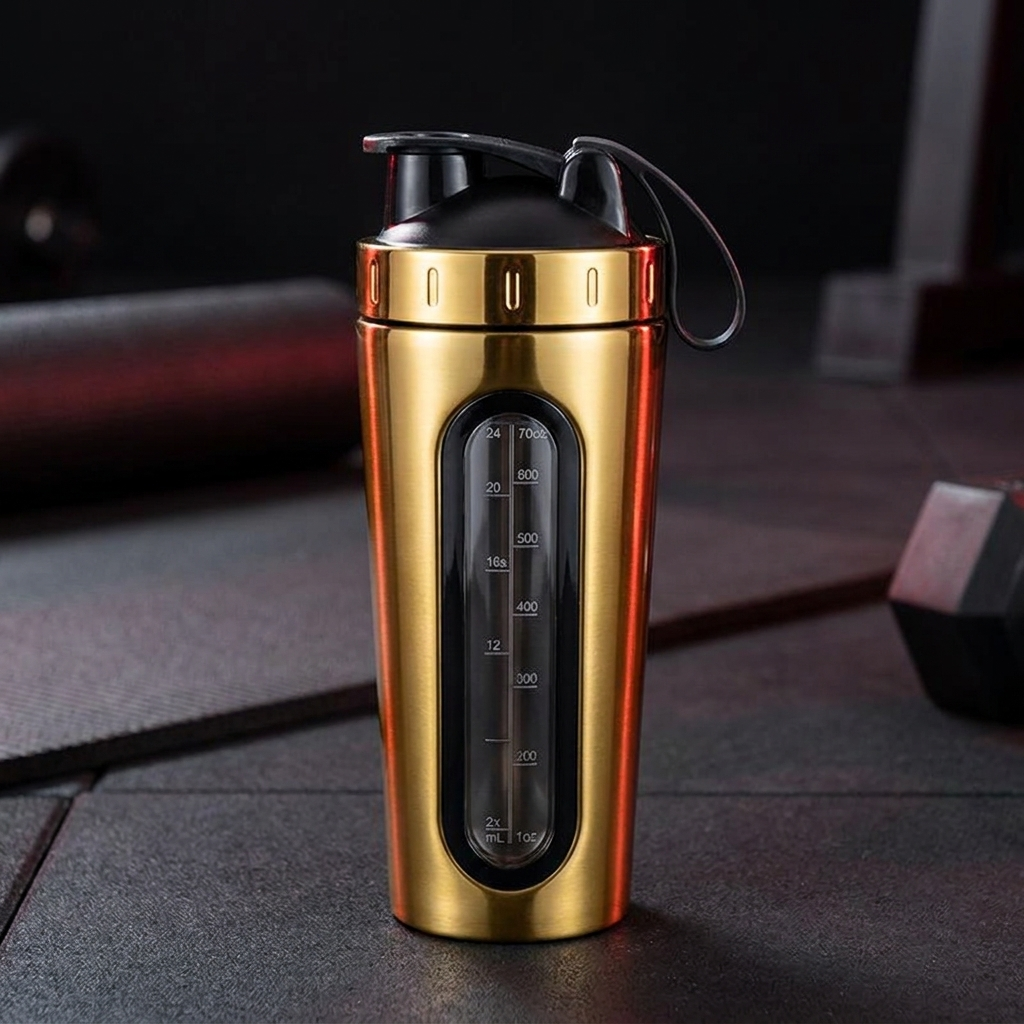 PHYSIOATHLETX Stainless Steel Shaker Bottle 700ml - Gold