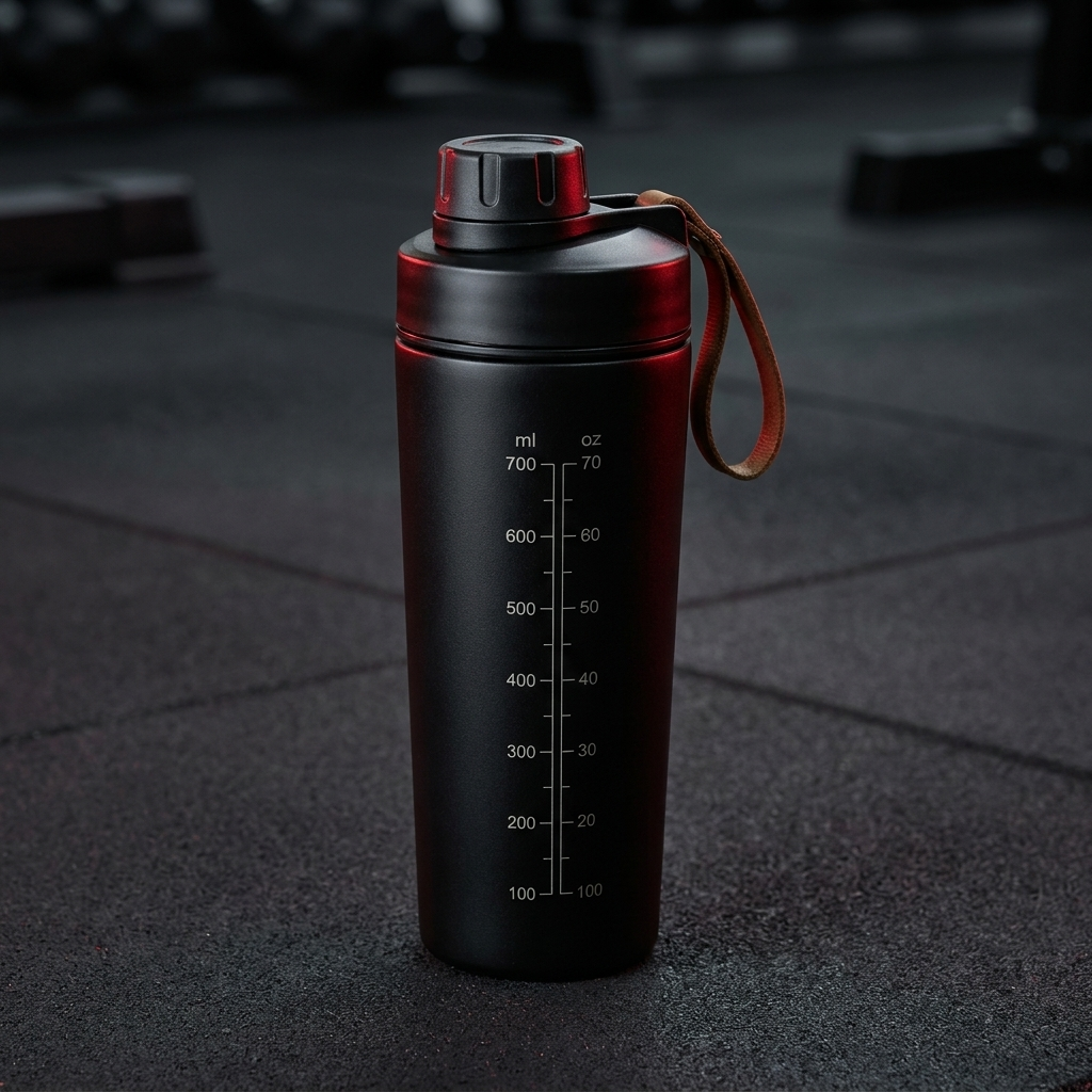 PHYSIOATHLETX Stainless Steel Shaker Bottle 700ml - Black Angle View