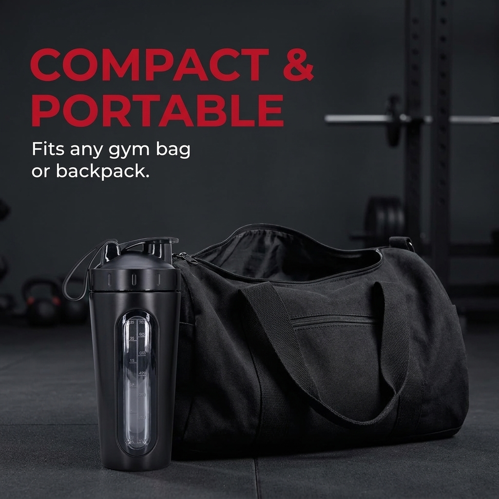 PHYSIOATHLETX Stainless Steel Shaker Bottle 700ml - Compact Portable