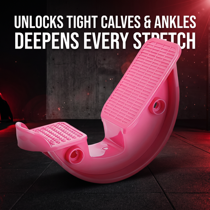 Pink stretching wheel calf stretcher - unlocks tight calves and ankles, deepens every stretch