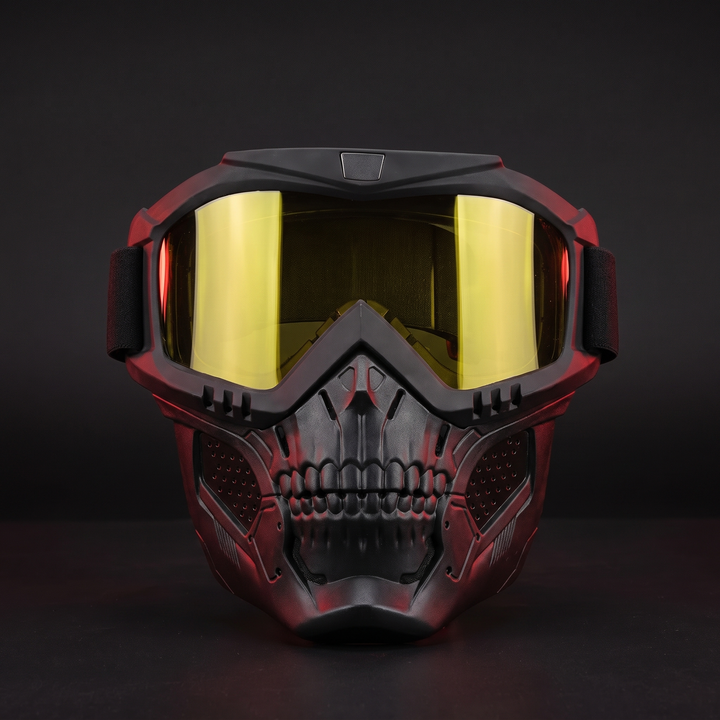 Tactical Goggles with Skull Face Mask - Yellow Tinted Lens Variant