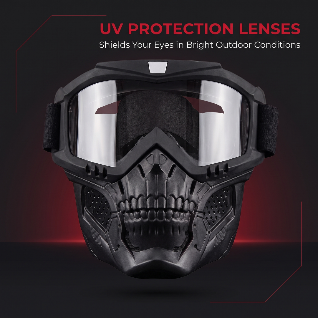 Tactical Goggles with Skull Face Mask - UV Protection Lenses