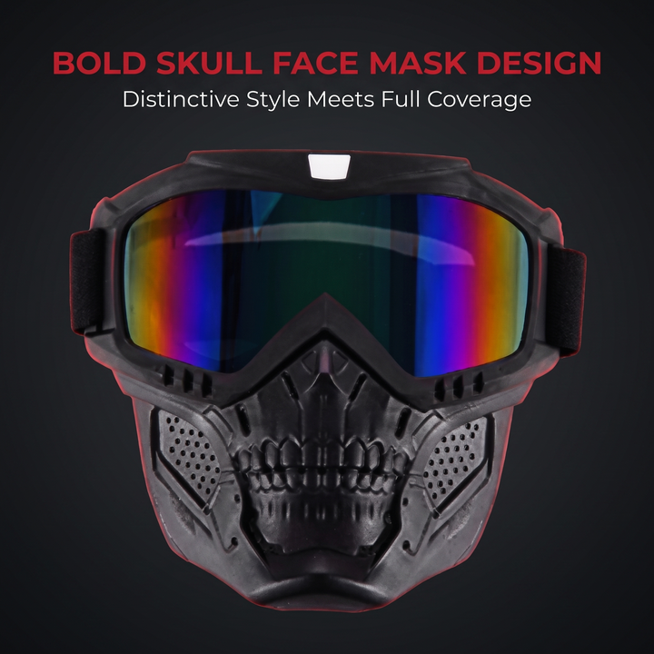 Tactical Goggles with Skull Face Mask - Bold Skull Design Close-Up
