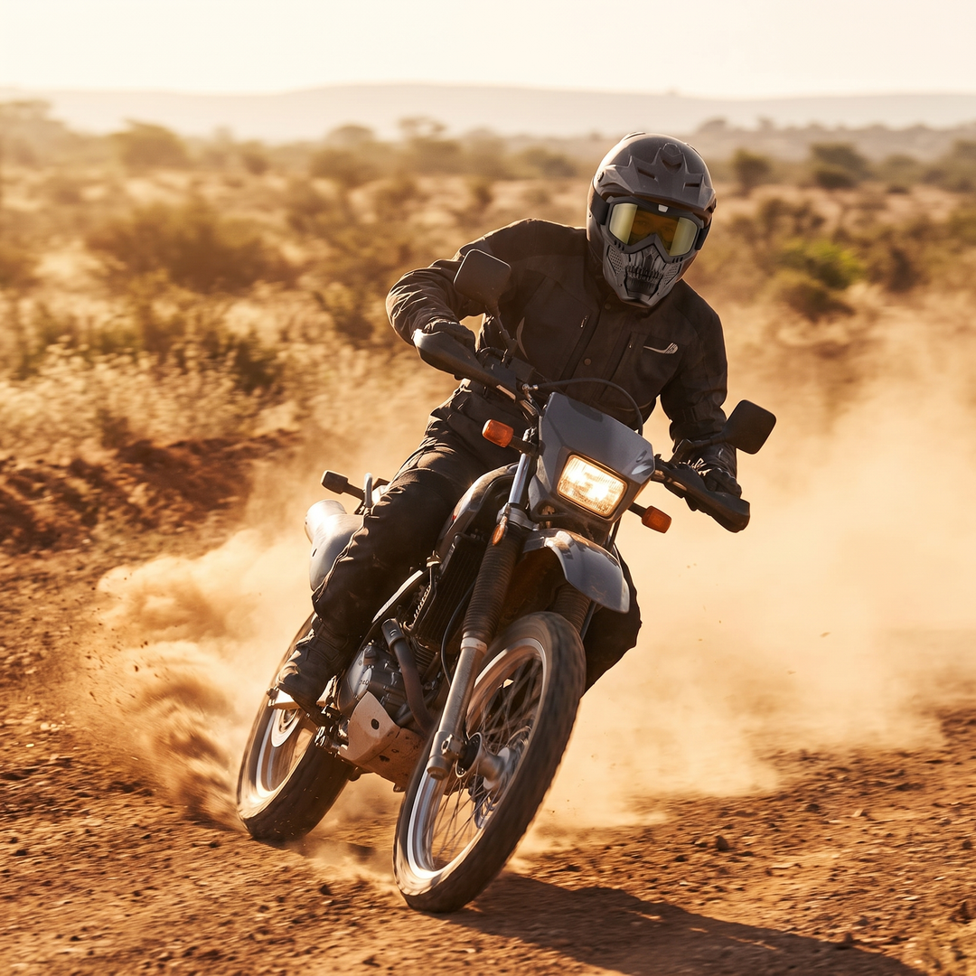 Tactical Goggles with Skull Face Mask - Motorcycle Riding Dusty Road
