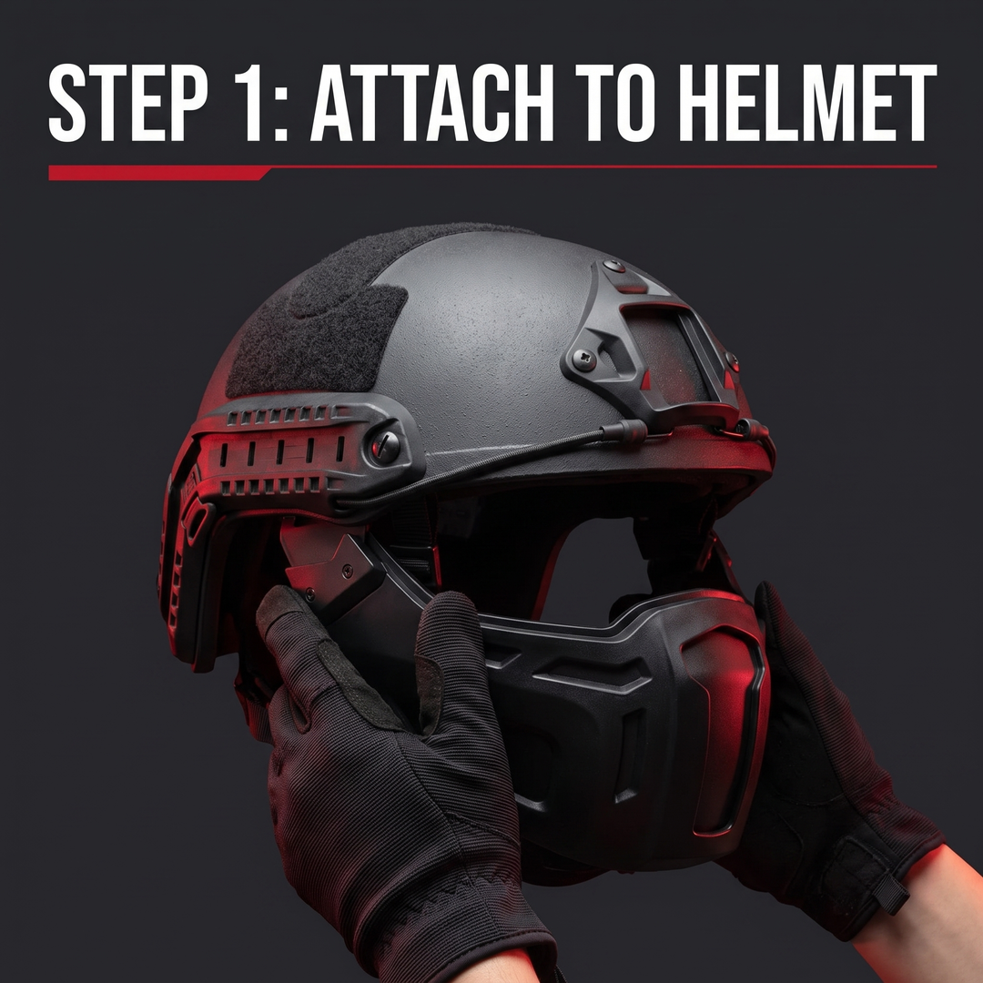 Tactical Half Face Mask - How To Attach To Helmet Step 1